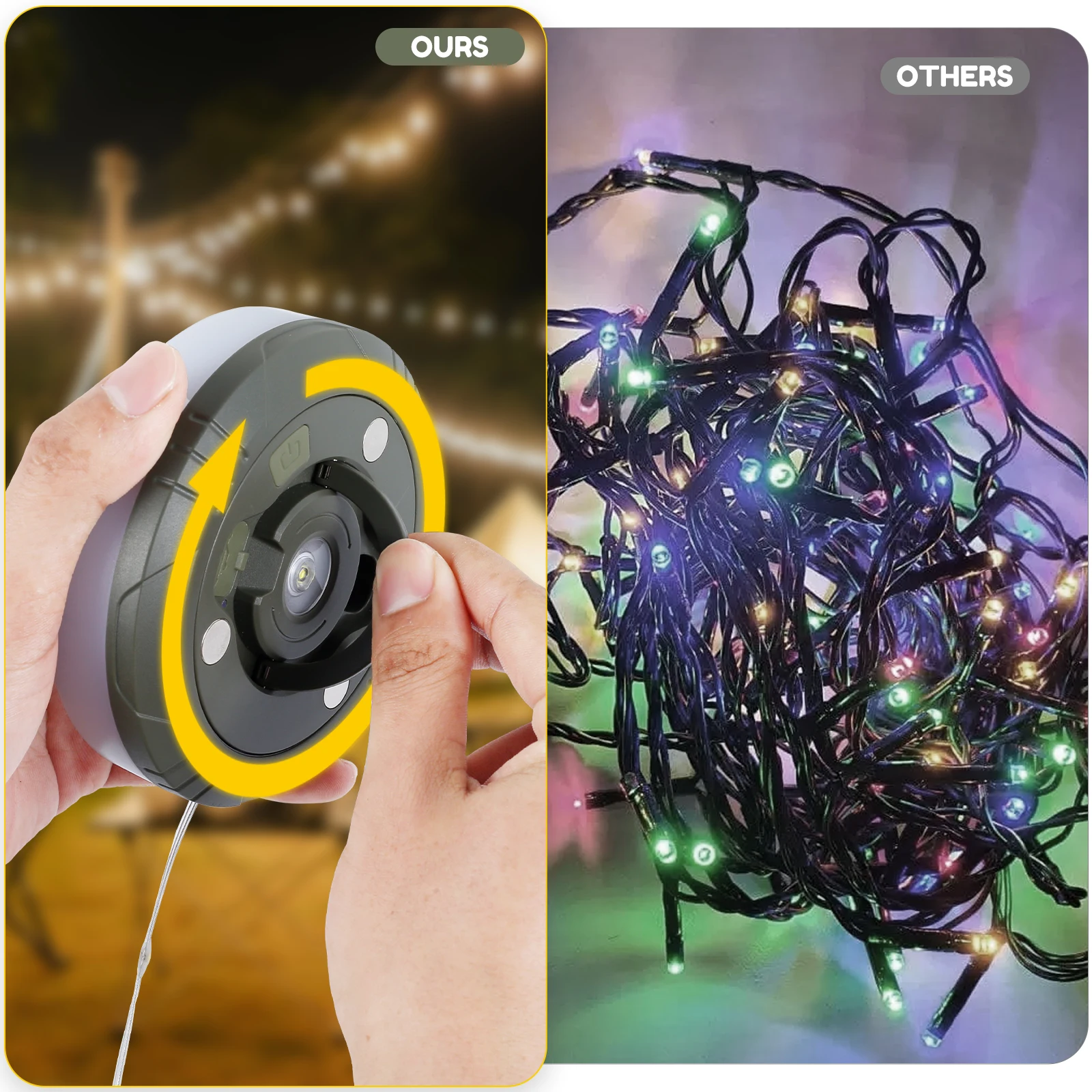Camping String Lights 2000mAh Rechargeable Outdoor String Lights 5 Lighting Modes Camping Waterproof 33Ft LED Tent