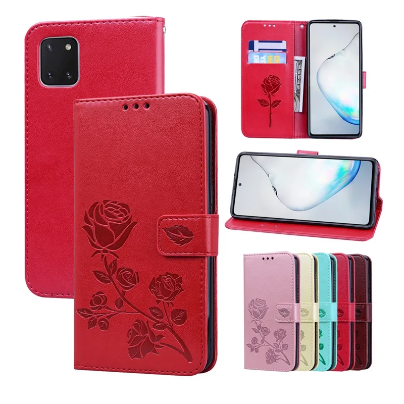 

Rose Leather Case for Samsung Galaxy A81 Flip Wallet Cover with Clip