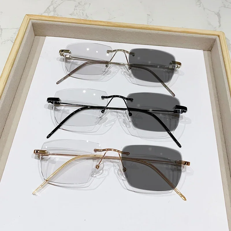Intelligent Photochromic Myopia Glasses Women Retro Trendy Minus Sight Sunglasses 2 in 1 Farsighted Eyewear Diopter Prescription 5