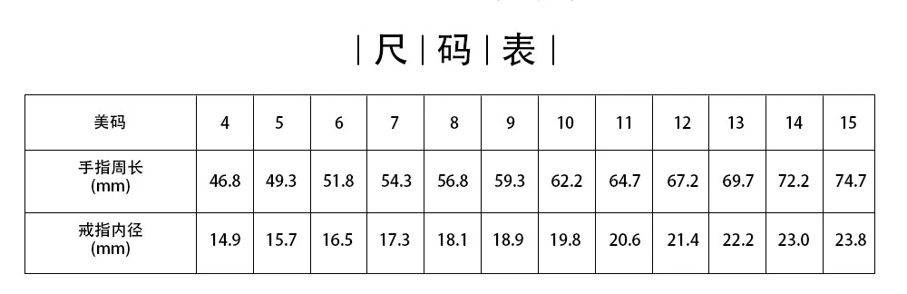 尺码表