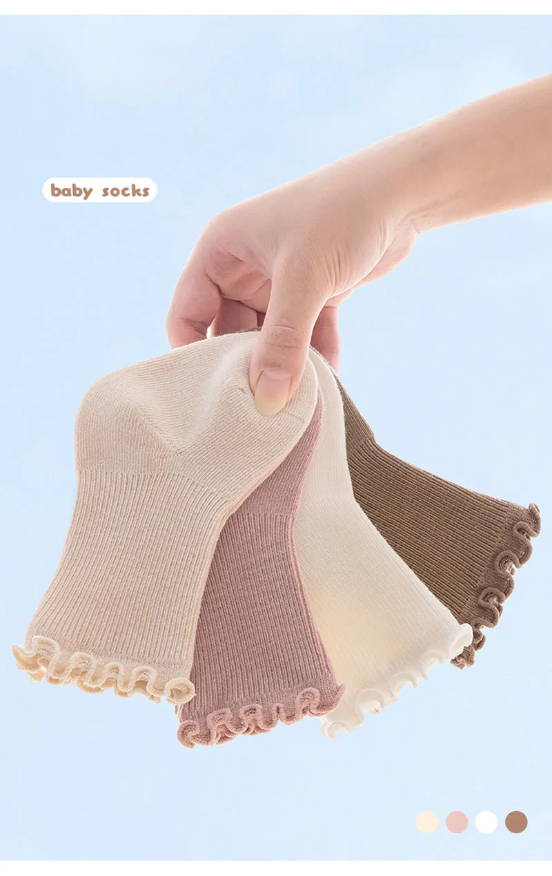 Description Picture 4 of item4 Pairs a Lot MILANCEL New Autumn Baby Socks Toddler Girls Cute Pit Strip Socks Kids Warm In Tube Socks