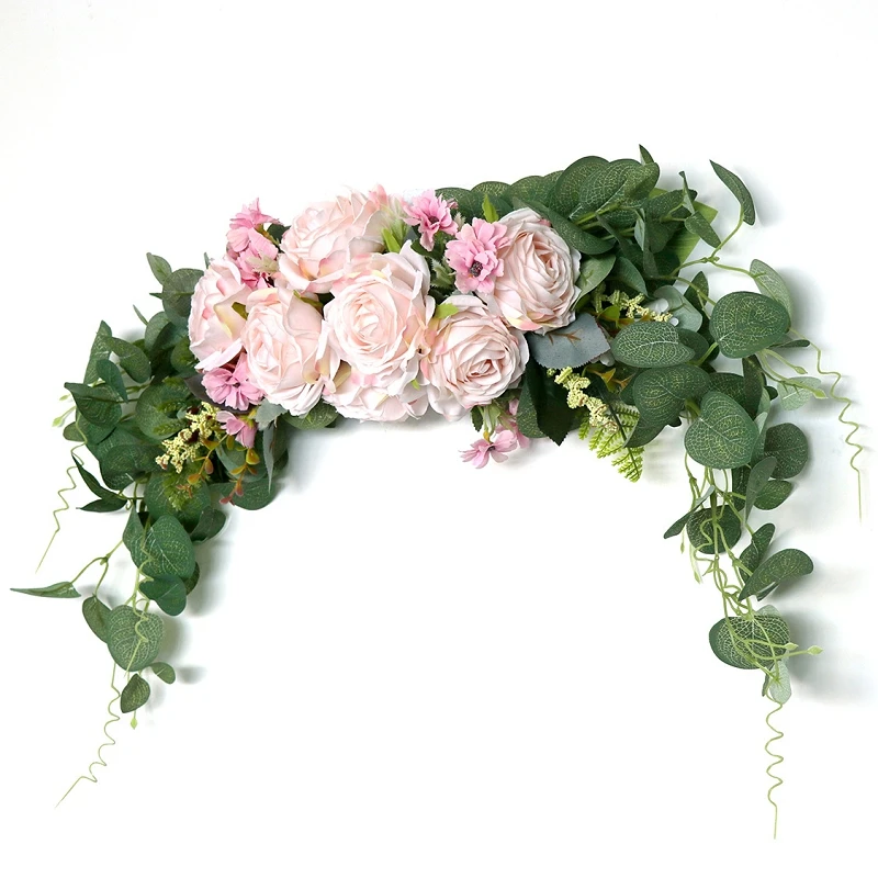 

1PC Rose Peony Artificial Flower Garland European Lintel Wall Decorative Flower Door WreathFor Wedding Home Christmas Decoration