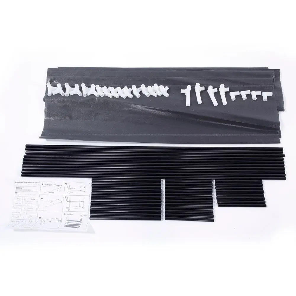 Simple Assembly 5 Tiers Non-woven Fabric Shoe Rack with Handle Black RT 6