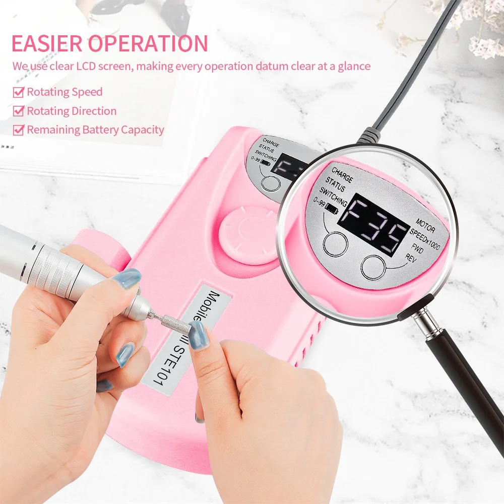 Styton-35000RPM torno uñas profesional, máquina pulidora de uñas con  pantalla LCD, herramienta recargable para manicura, portátil maquina pinta  uñas, uñas accesorios y herramientas - AliExpress