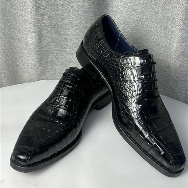 Authentic Crocodile Belly Skin Handcraft Men Formal Dress Shoes Genuine  Exotic Alligator Leather Male Lace-up Square Toe Oxfords - AliExpress