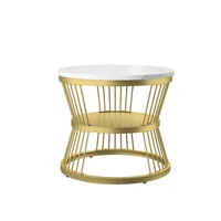Tables basses Anajqaqia, ensemble de tables d'appoint, table de canapé avec pieds en métal, aspect marbre, pour salon, chambre à coucher, rondes, dorées 6
