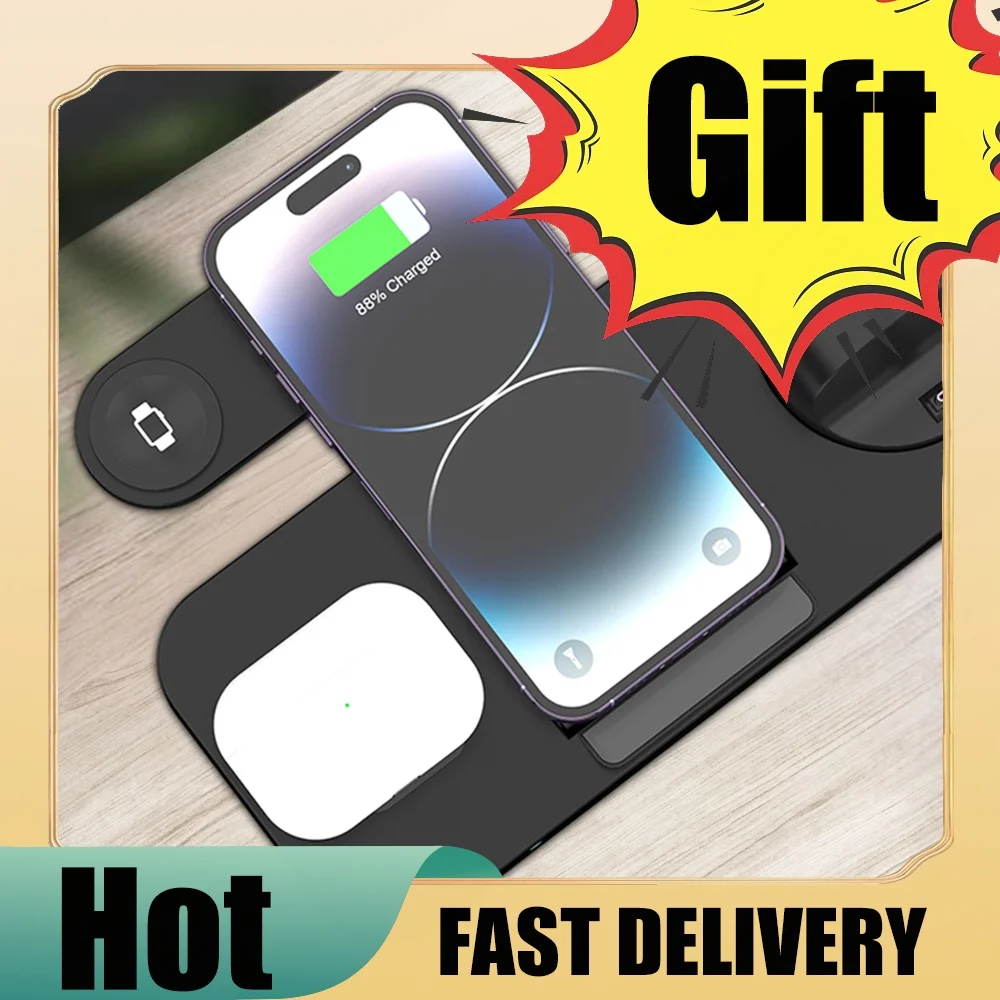 6-in-1 Foldable Fast Wireless Charging Station Fast Magnetic Charging Stand Dock 15W Fast Wireless Charger for  Devices 1