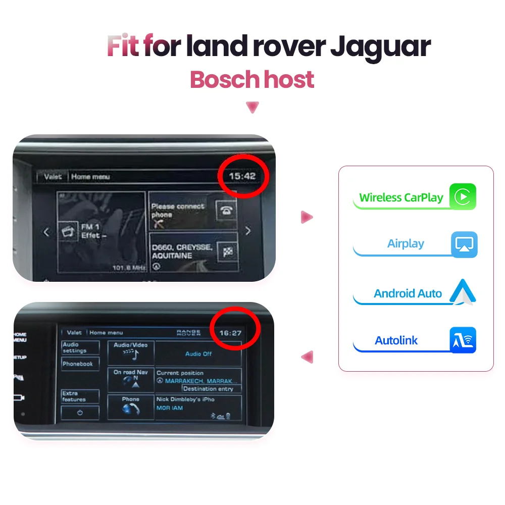 BONROAD Wireless Carplay Android Auto Module For Land Rover Jaguar Range Rover Evoque Discovery 2012-2016 Bosch System