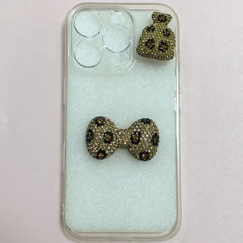 2Pcs Bling Colorful Pink Brown Leopard Print Bow Flat Back Decor Pink Blue Red Bowknot Charm Junk Phone Case Hair Accessories - Image 4