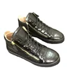 High Top Stone Pattern Men Loafer Leather Lace-Up Zipper Youth Sport Shoes Fashion Round Toe Flats Sneakers Man Black Color 2