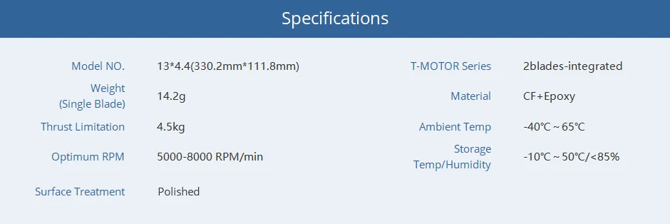 T-Motor P13 inch propellers - P13*4.4"CW+CCW 2pcs/ pair propeller carbon blade for multicopter 12
