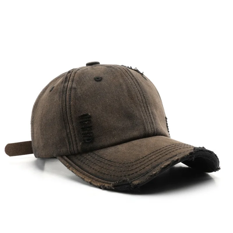D&T 2024 New Fashion Baseball Cap Men Women Cotton Material Adjustable Retro Distressed Holes Vintage Sun Protection Casual Cap 6
