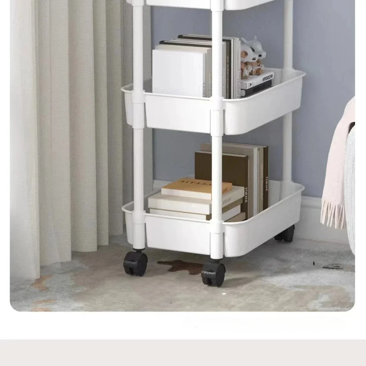 Household Multi-layer Small Cart Storage Rack Floor To Floor Kitchen Bedroom Bathroom Storage Rack Storage Rack With Wheels 3
