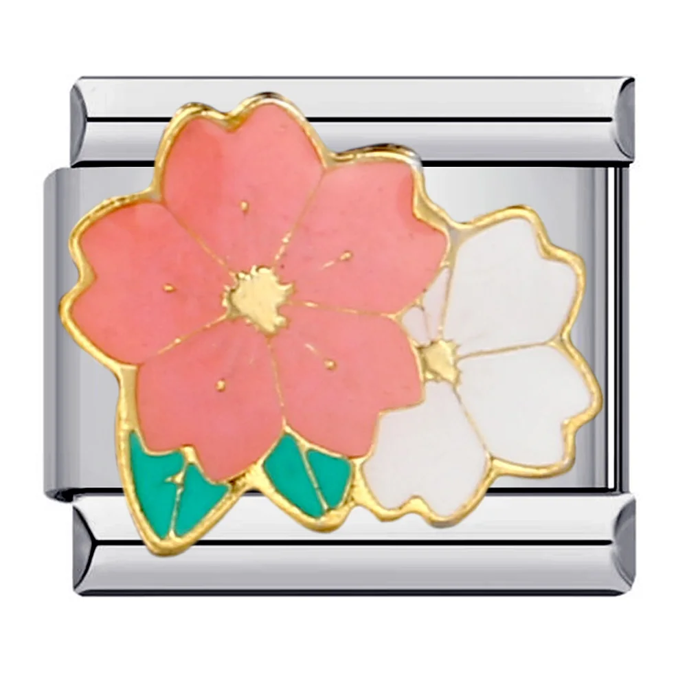 Niedliche Y2K Damen Glasierte Tulpen-Rosen-Sakura-Blumen Mode-Charms Passend für 9mm Edelstahl-Armbänder DIY Schmuckherstellung – Detail 6