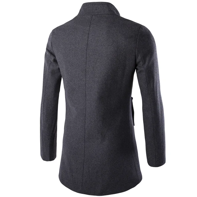Business Medium Solid Thicken Slim Overcoat Jacket Male 2