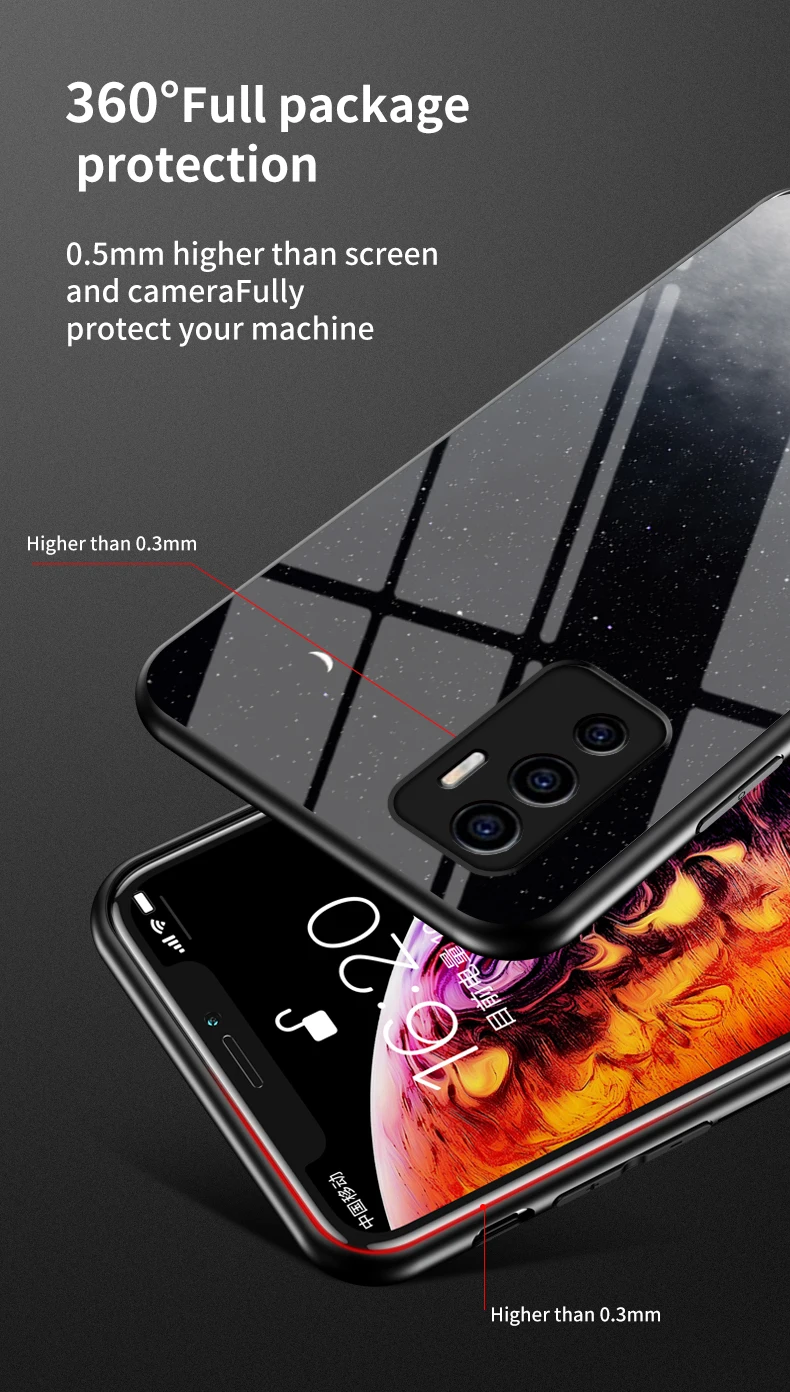 Per VIVO V23E Copertura DECLAREYAO Vetro Duro Coque Per V7 Plus V11i V11Pro V15 V17 V20 Pro V21 Custodia in vetro temperato Silicone_voghion.com