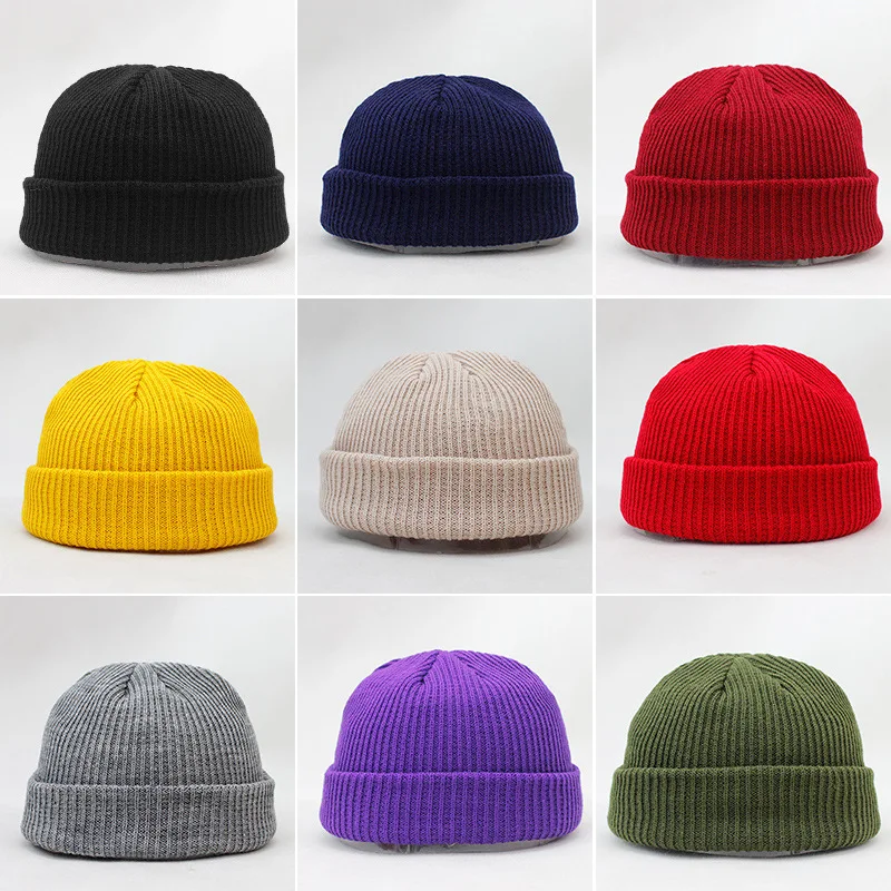 true religion skully hat Fashion Hip Hop Beanie Knitted Hat Men Skullcap Women Winter Warm Brimless Baggy Melon Cap Cuff Docker Fisherman Beanies Hats timberland skully