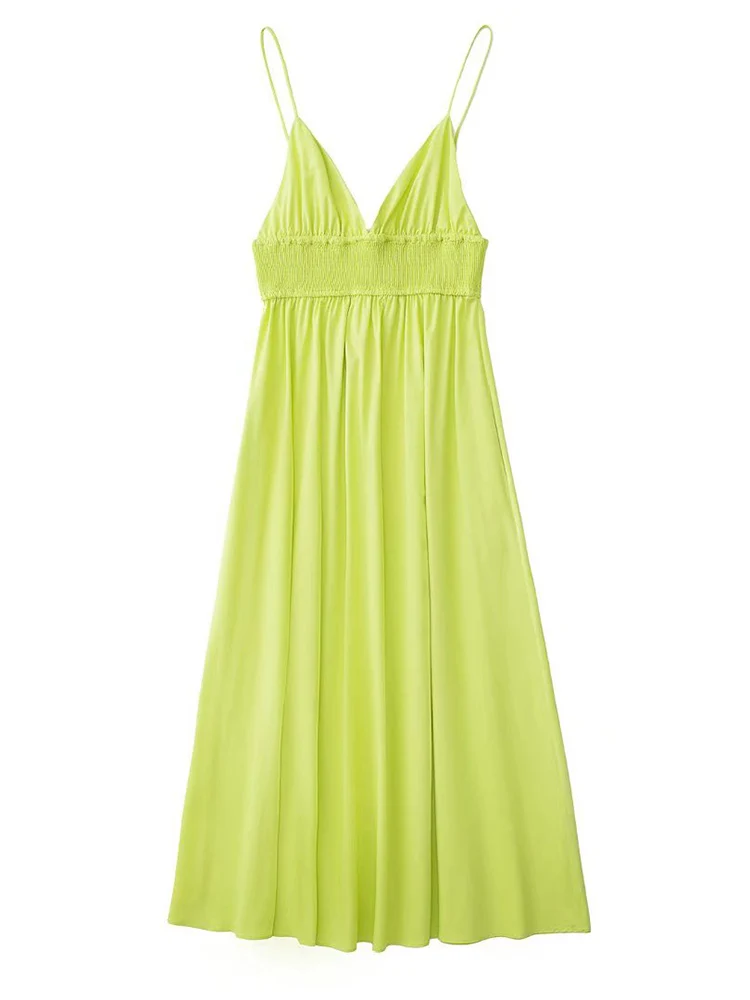 

BBWM Summer Women Solid Color Poplin Dress 2022 New Ladies Casual Sleeveless High Waist Female Slip Dresses