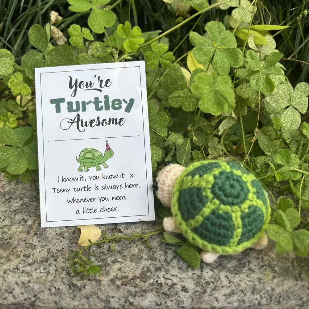 Mini Funny Positive Turtle Handmade Knitted Positive Turtle Doll Emotional Support Crochet Sea Turtles Christmas Gifts