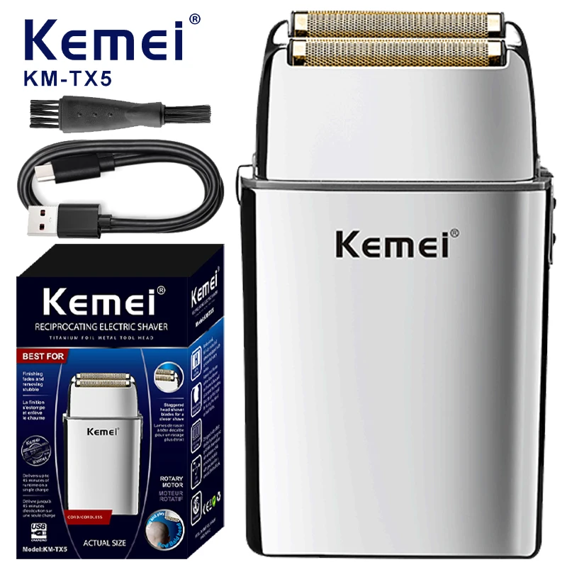 

Kemei Man Electric Shaver Rechargeable Cordless Foil Shaver Razor with Replaceable Foil Head Multifuctional Foil Shaver KM-TX5