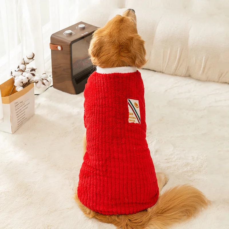 Christmas pet warm clothes winter thickened velvet casual and comfortable large dog golden retriever Labrador dog clothes