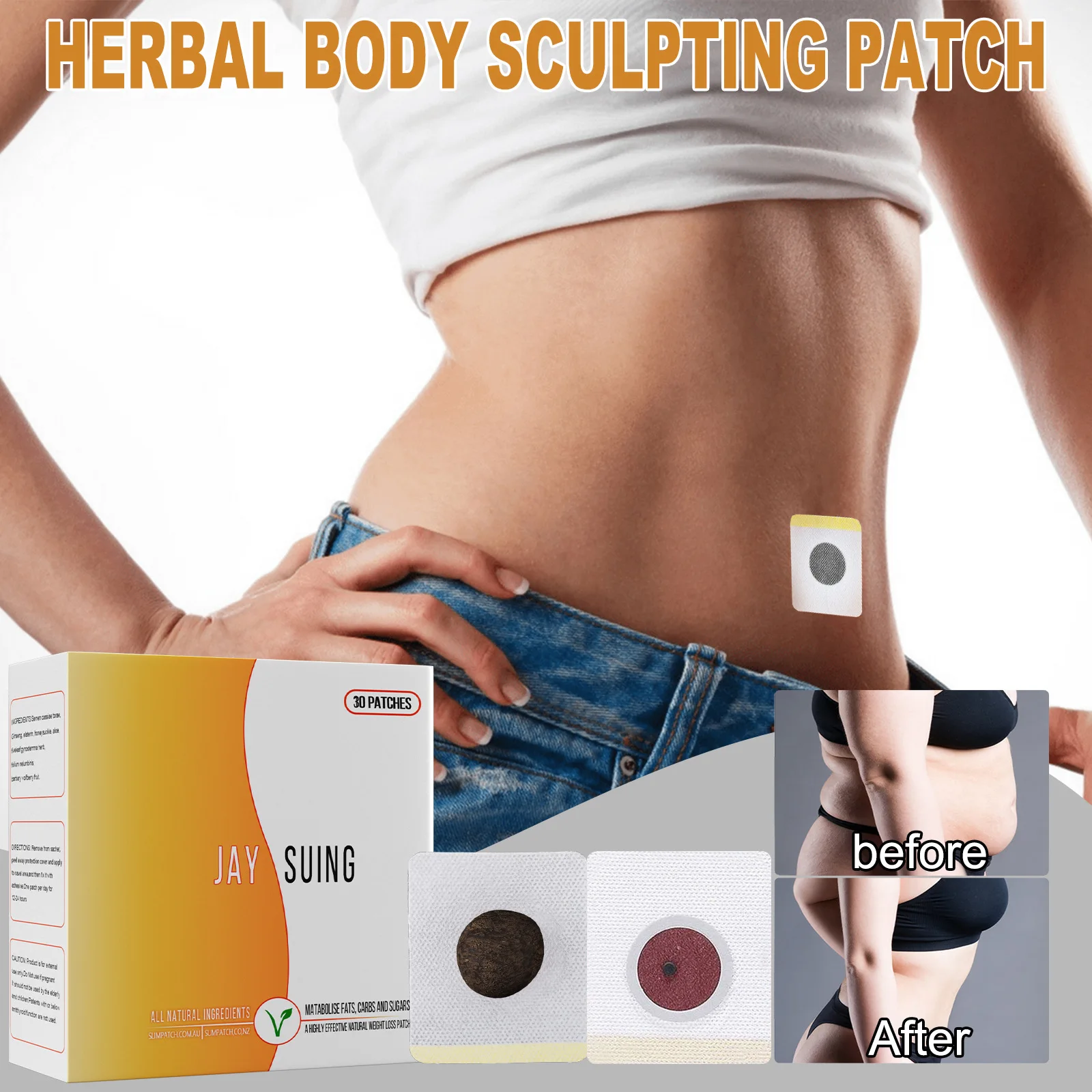 

30Pcs/Box Chinese Medicine Weight Loss Navel Sticker Weight Loss Belly Fat Burning Slim Patch Belly Fat Burner Slimming Patch
