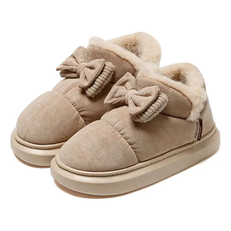 Platform Cotton Slippers 2023 Couple Tube Thick Winter Warm Snow Boots Women's Cotton Slippers Bag Winter Indoor Home Slippers