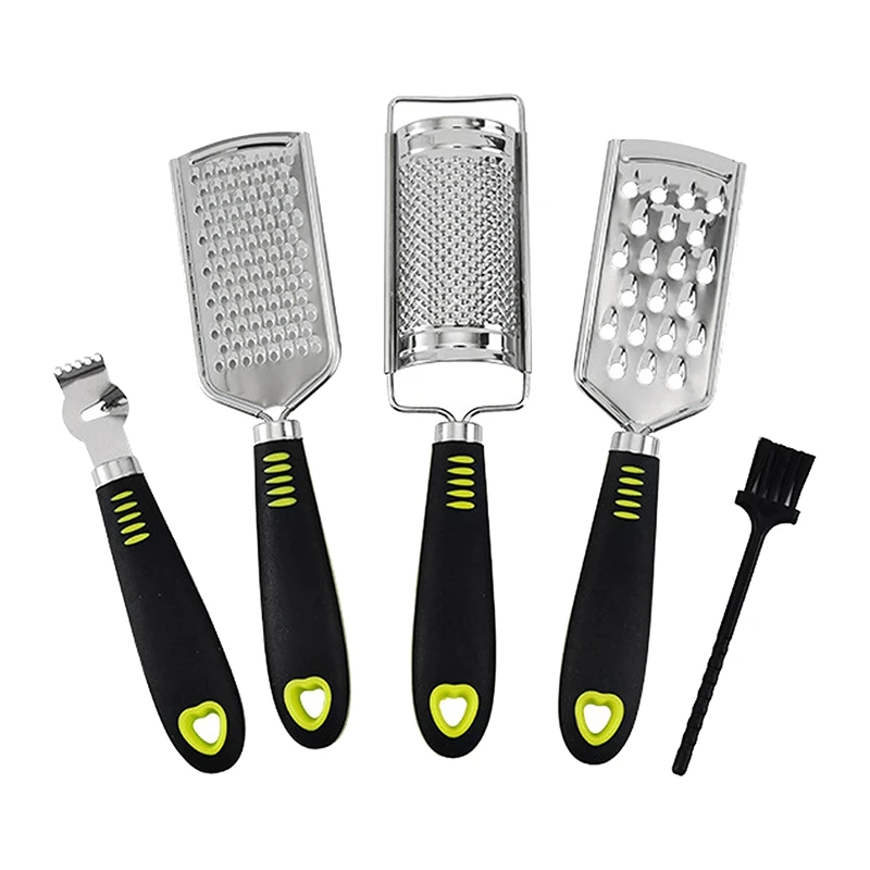 

4 Pcs Kitchen Cheese Grater&Lemon Zester,With TPR Handle Stainless Steel Blade,Easy To Grate Lemon Cheese Fruit Nuts Etc