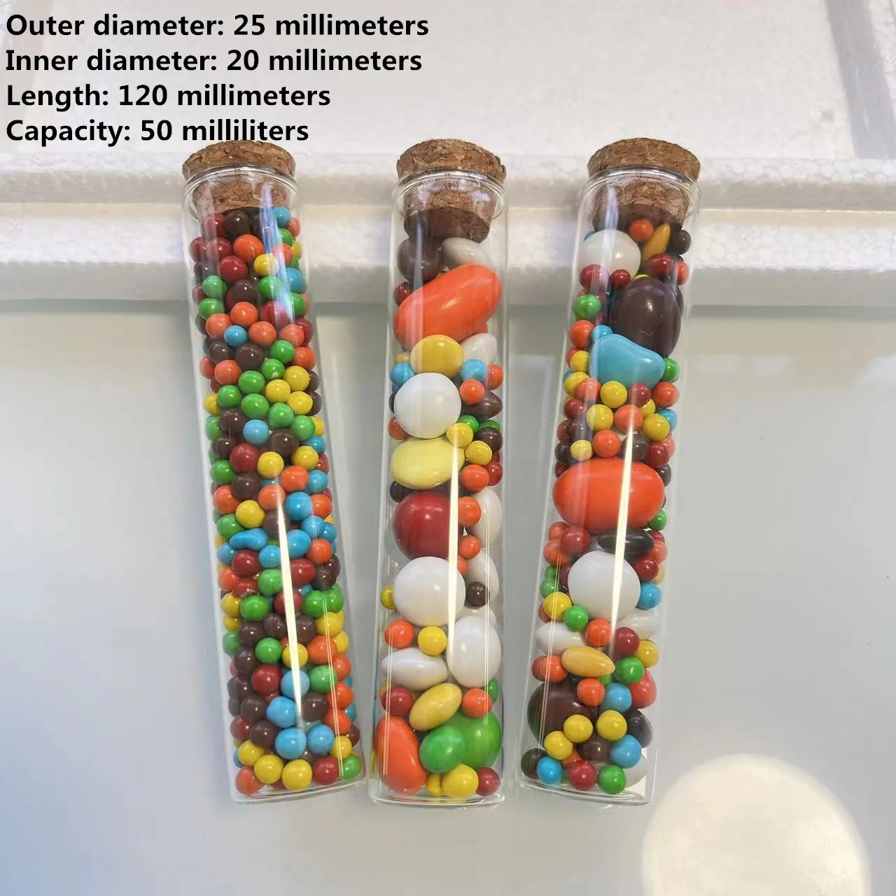 Свадебная испытательная трубка с драже, 18 шт./партия, стеклянная бутылка для сахара, 20*25*120 мм, мини-бутылки, DIY свадебные банки для конфет, пробка
