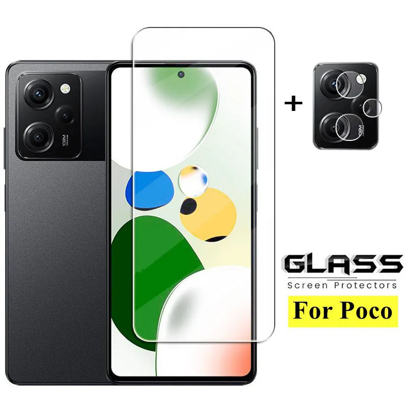 цена 2Pcs Glass For Poco X5 Pro Screen Protector For Xiaomi Poco X5 Pro Tempered Glass Phone Lens Film For Poco X5 Pro