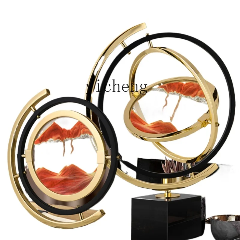 

ZK Living Room Quicksand Painting Office Desk Surface Panel Hourglass Decoration Study Wine Cabinet Decoration metal figurine