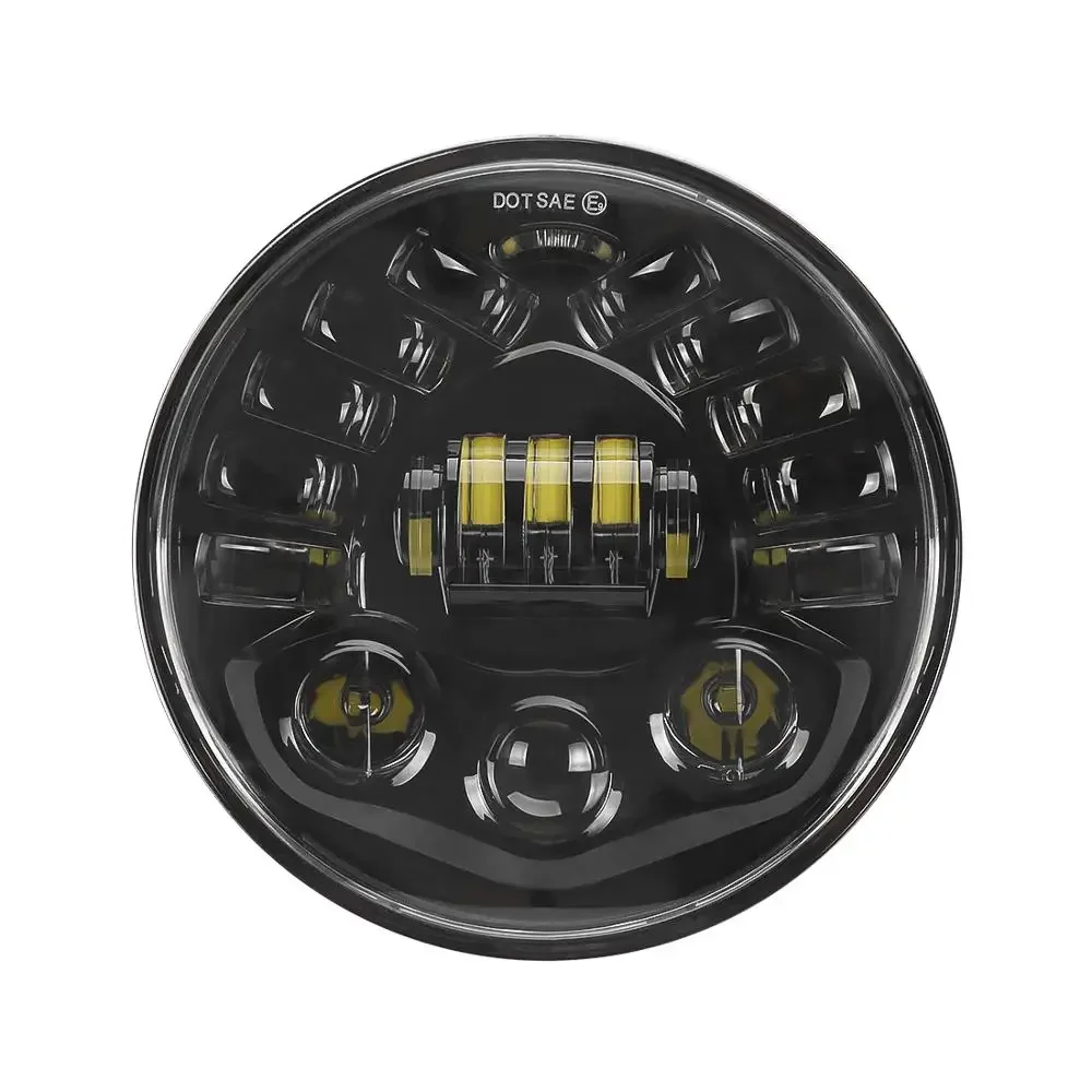SANYOU Newest Motorcycle Accessories 54W 7inch Black Cover LED Follow Turn Signal Headlight