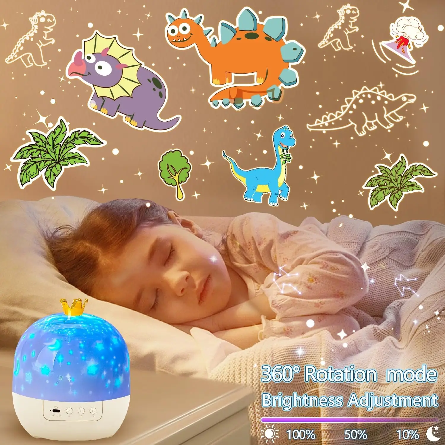 Jellyfish Lamp Ocean Kids Night Light Projector,360u00b0Rotating