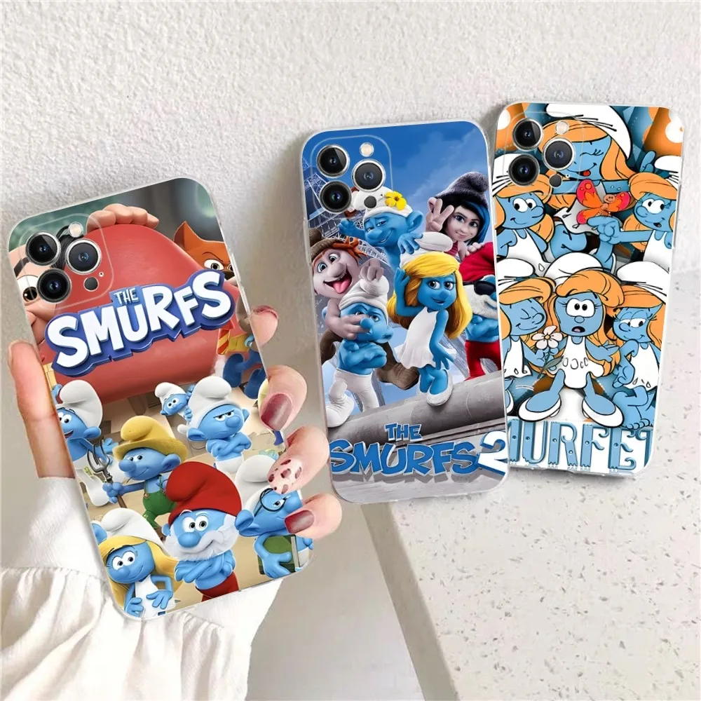 Cartoon The S-Smurfs Anime Movie Phone Case Per Iphone 15 14 11 12 13 Mini Pro Xs Cover 6 7 8 Plus X Xr Se 2020 Funda Shell