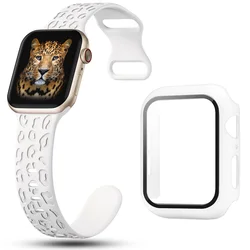 Deluxe Silicone Band Set with Tempered Glass and Protective Case - Series 7 8 9 45mm (White)