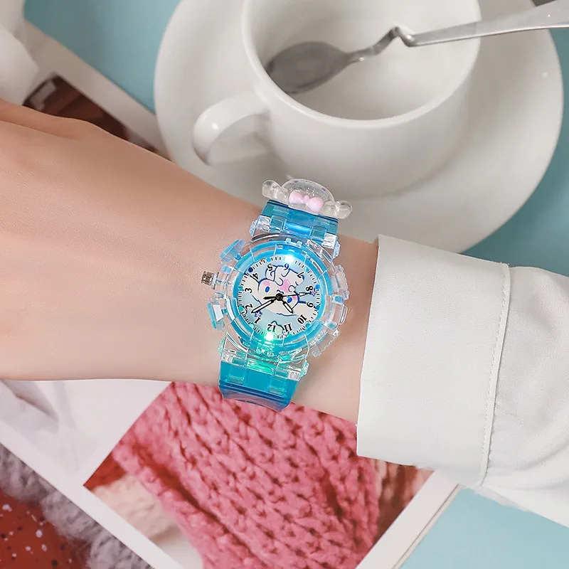 Sanrio luminescence Cinnamoro Kuromi 3D Pattern Child Wrist Watch Cute Watch Cartoon Christmas Watchband Kids Gift 5