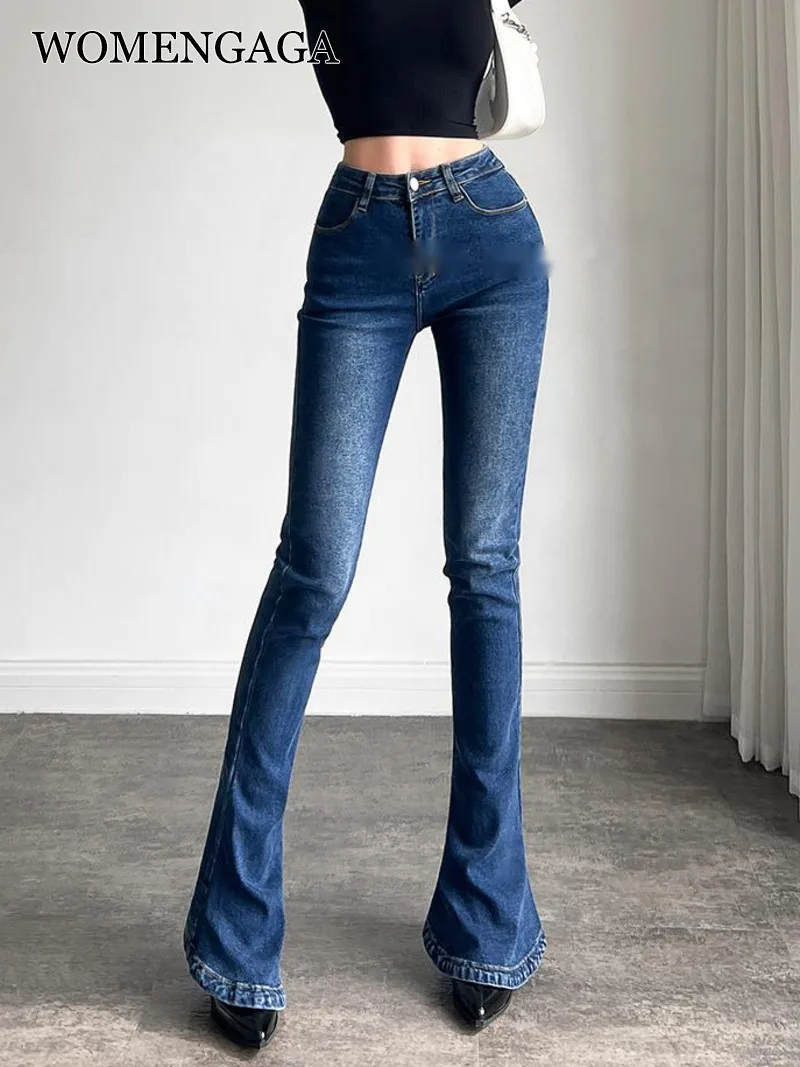 WOMENGAGA High Waist Slim Horseshoe Jeans Slim Spice Girl Elastic