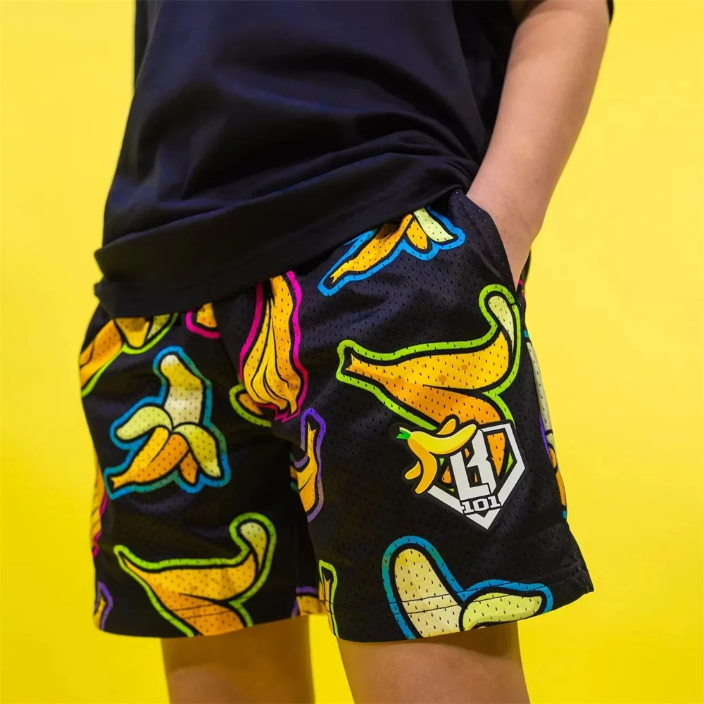 2025 Summer Banana Youth Shorts Fashion Breathable Shorts Casual Men's Beach Shorts Sports Fitness Baseball Shorts Men Women 3