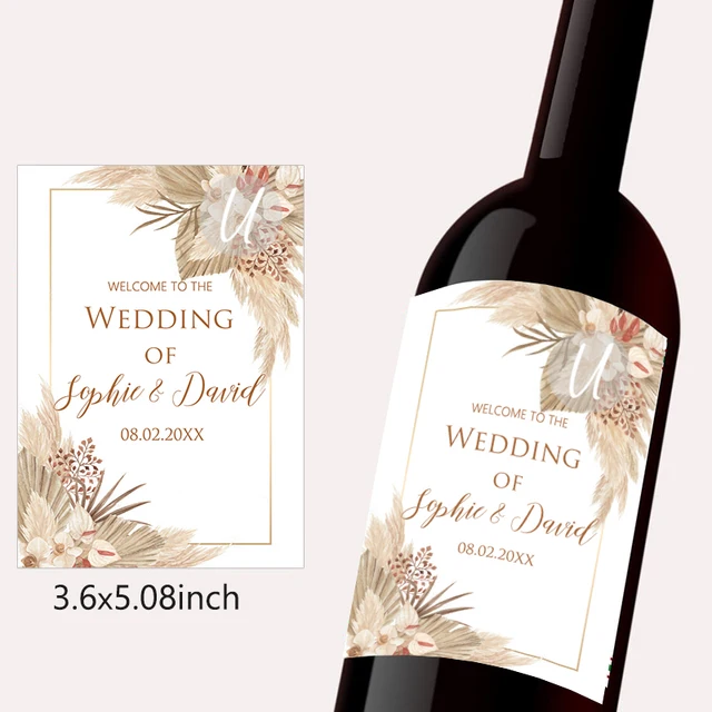 Pampas Grass Design Wine Bottle Wraps Sticker Customize ...