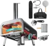 Pizza Oven Outdoor,Multi-Fuel Rotatable Pizza Ovens,Portable Wood Fired and Gas Pizza Oven,Stainless Steel 3-Layer Oven,Pizza Ma 1