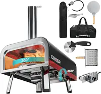 Pizza Oven Outdoor,Multi-Fuel Rotatable Pizza Ovens,Portable Wood Fired and Gas Pizza Oven,Stainless Steel 3-Layer Oven,Pizza Ma 1