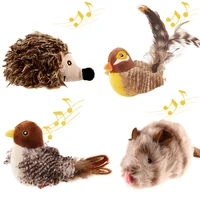 GiGwi Sound Bird Toy Brown Bird, Hedgehog, Mouse Cat Feather Toys Cat Feather Toys Interactive Cat Toy With Sounds Sound Toys 1