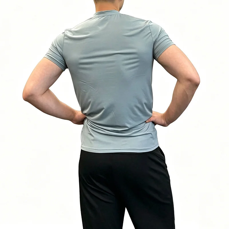 2025 Men's Ice Silk Quick Dry T Shirt High Elastic Breathable Fitness Running Short Sleeve Summer Workout Casual fitted tops 2