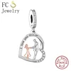 FC Jewelry Fit Original Charm Bracelet 925 Silver Dad Hero Father and Daughter Walk Together Bead For Making Father Day Berloque 5