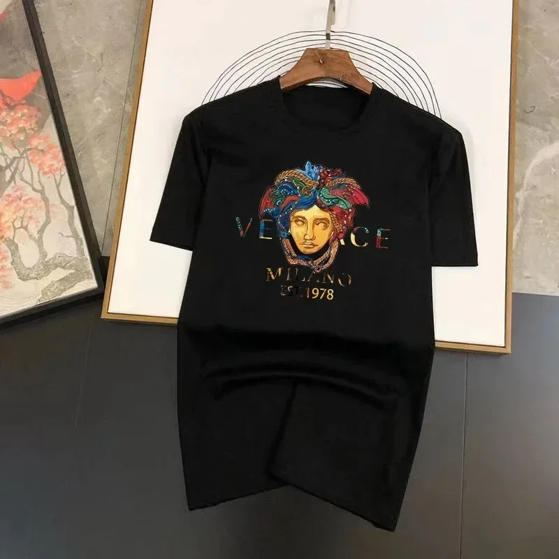 Cotton T Shirt Summer Men's Sports T-Shirt Solid Color Fashion Printed Jogging Breathable Cotton T-Shirt Harajuku O-Neck Short Sleeve