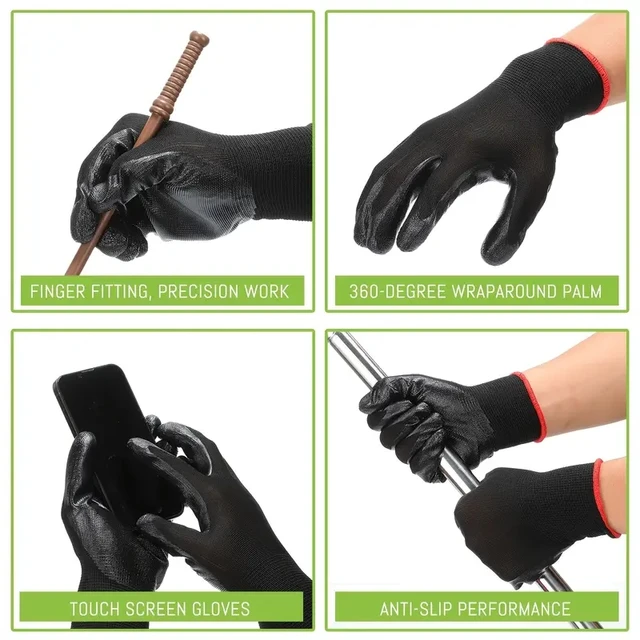 20PCS PU Coated Safety Work Gloves Non-Slip Seamless Knit Work Gloves for Men Gardening Construction Repair Yard Outdoor Gloves 3