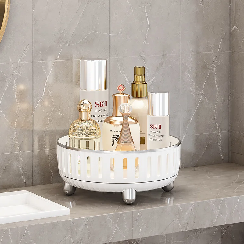 Multi-functional Kitchen Storage Rack Light Luxury Household Skin Care Products Cosmetics Rotating Storage Tray Kitchen Supplies