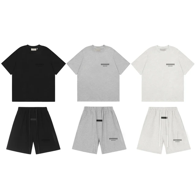 Nouvelle Série 25SS – Ensemble T-shirt et Short Classique de Marque avec Imprimé Lettres Floquées Double Ligne pour Hommes et Femmes, T-shirt et Short Streetwear Tendance 1