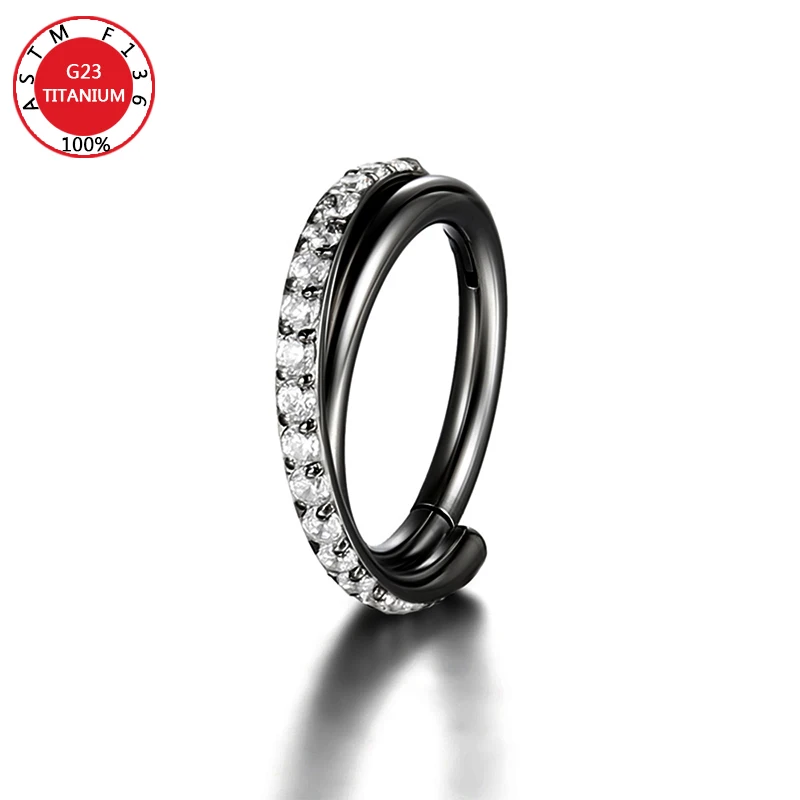 Nose Ring Piercings G23 Titanium Daith Earring 16G Hoop Septum CZ Clicker Hinged Segment Ear Cartilage 6/8/10/12mm nose rings,piercing jewelry,body piercing earrings,ear piercing jewelry,hoop earrings,body piercing jewelry,body jewelry