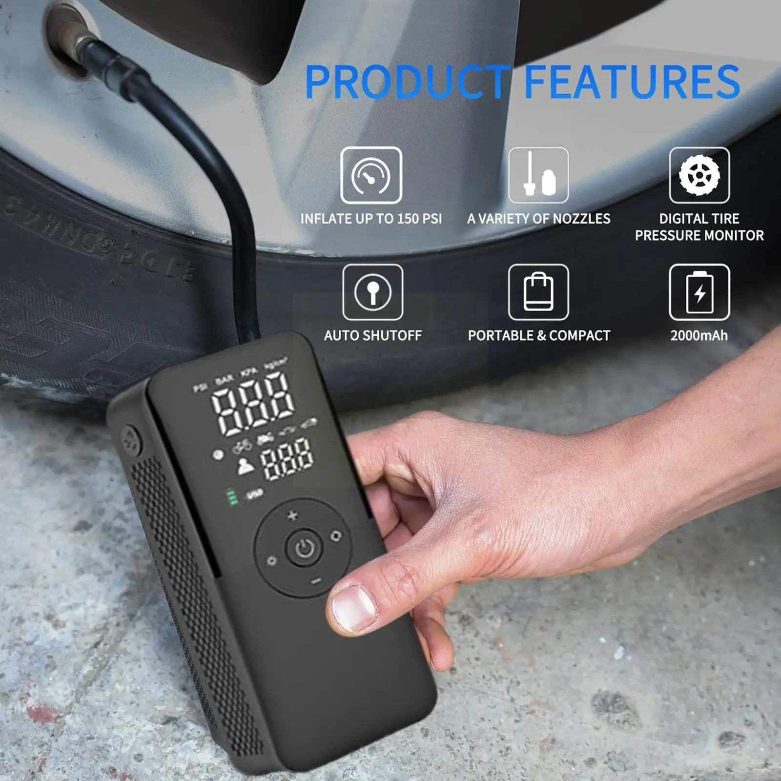 Air Compressor Wireless Air Pump For Car Portable Tyre Inflator Electric  Motorcycle Pump Air Compressor For Car Motorcycles E8u8 - Inflatable Pump -  AliExpress